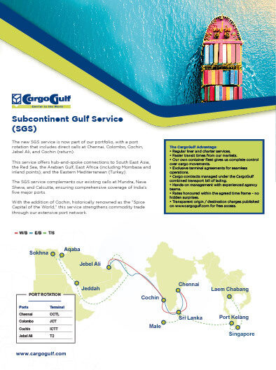 Cargogulf Subcontinent Gulf Service Flyer Mesa de trabajo 1